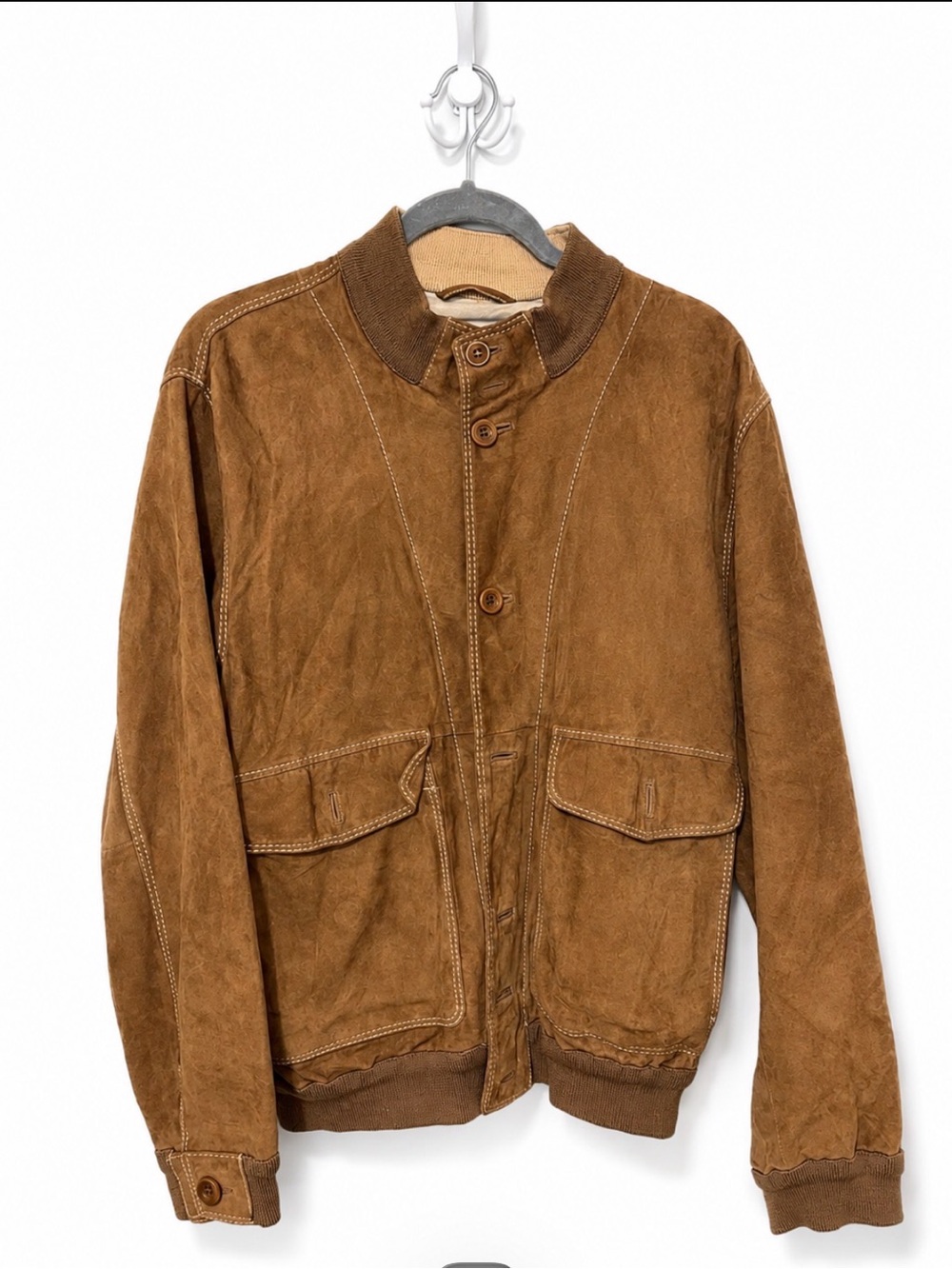 Carroll & Co. Brown Suede Bomber Jacket With Leather Interior